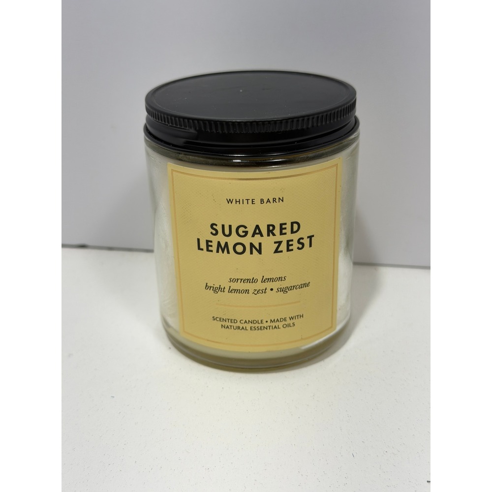 White Barn Sugared Lemon Zest Scented Candle 7 oz Single Wick‎ Glass Jar New